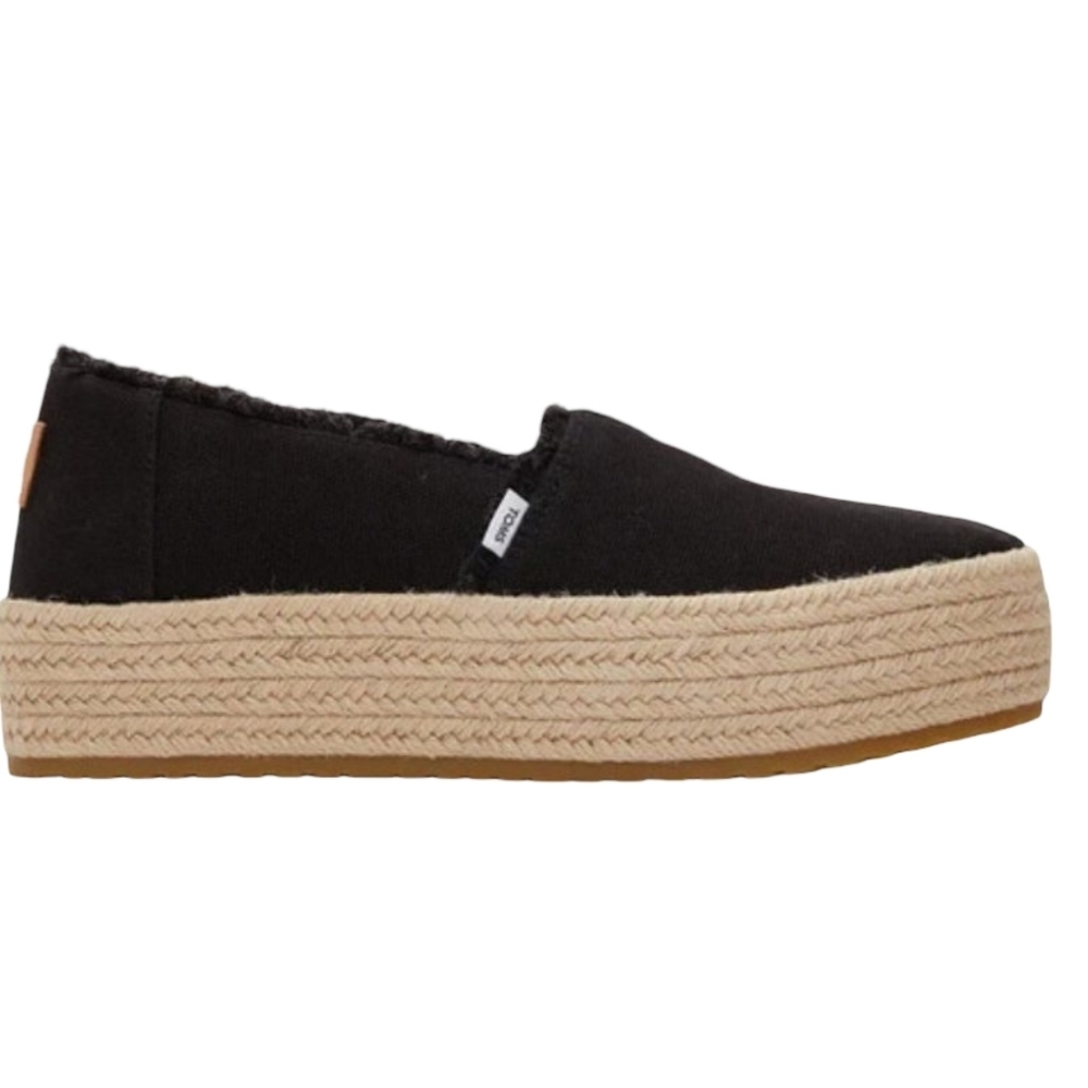 TOMS Valencia Black Canvas Platform Espadrille Slip-On 11 NWOT - Picture 5 of 12